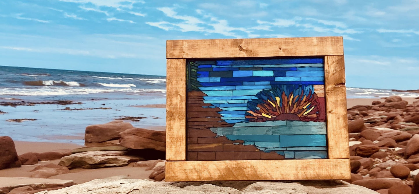 Sunset in The Gulf Glass Mosaic Lucky Clover Candles