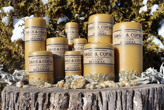 Sage & Copal Beeswax Candles - Lucky Clover Candles